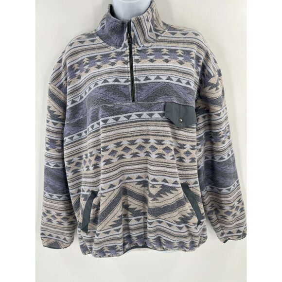 Rafter C XL Aztec Cotton Quarter-Zip Pullover Sweater Southwestern Tribal 90s - Picture 13 of 14